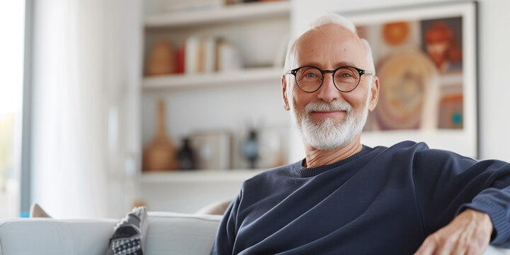 Portrait eines &auml;lteren Mannes in einer heller Wohnung