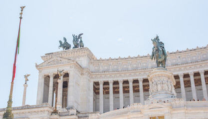 Obraz premium Landscape of Rome views, concept of vacation in Italy. Old part of city center. Ideas for journey.