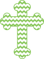 Green religion cross on white background. Vector illustration.