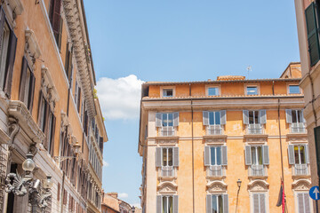Landscape of Rome views, concept of vacation in Italy. Old part of city center. Ideas for journey.