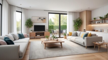 Living room with colorful boho styles