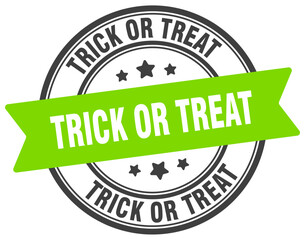 trick or treat stamp. trick or treat label on transparent background. round sign
