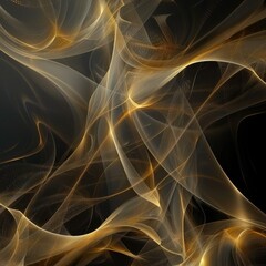 Fototapeta premium Elegant abstract background with golden swirl lines on a dark canvas
