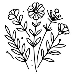 This is an illustration of flowers in a simple and modern line art style.