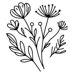 This is an illustration of flowers in a simple and modern line art style.