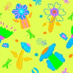 Seamless pattern large flowers 