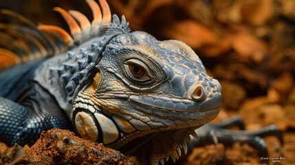 Fototapeta premium Close-Up Portrait of a Blue Iguana