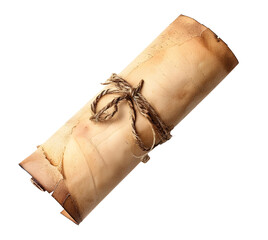 rolled parchment scroll with a rope isolated png transparent background