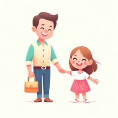 A father holding his daughter's hand.