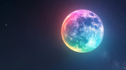 Fototapeta premium Colorful Shiny Moon in Deep Black Space