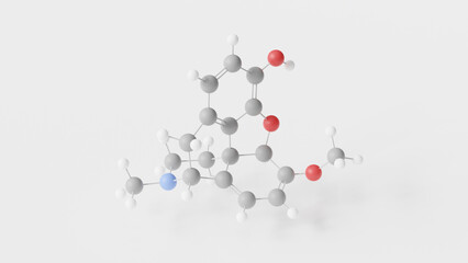 oripavine molecule 3d, molecular structure, ball and stick model, structural chemical formula opioid