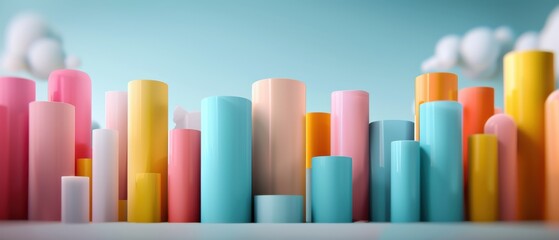 A colorful cityscape made of cylinders