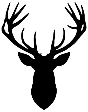 recommend clip art: silhouette of a mounted deer head with antlers, in black, isolated 