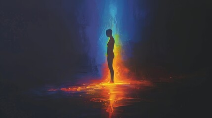 Fototapeta premium A vertical gradient from dark blue to orange