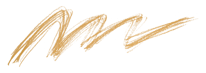 Orange pencil strokes isolated on transparent background.