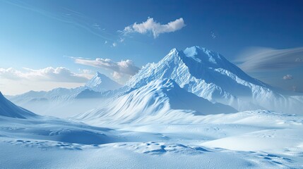 Obraz premium 3D render of a snowy mountain landscape