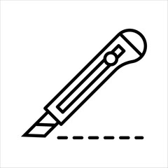 Cutter knife, stationery knife icon in trendy outline style design. Vector graphic illustration. Cutter icon for website design.