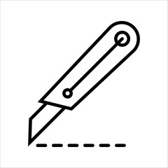 Cutter knife, stationery knife icon in trendy outline style design. Vector graphic illustration. Cutter icon for website design.