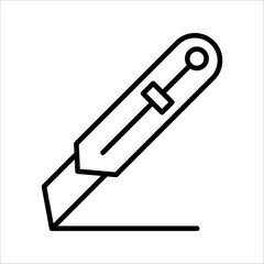 Cutter knife, stationery knife icon in trendy outline style design. Vector graphic illustration. Cutter icon for website design.