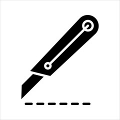 Cutter knife, stationery knife icon in trendy outline style design. Vector graphic illustration. Cutter icon for website design.