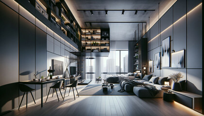 a living room with a couch a table and some chairs