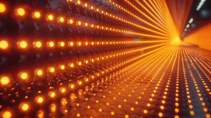 Fototapeta premium Vibrant LED light tunnel with a focus effect