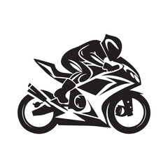 motorcycle silhouette design. fast biker sign and symbol. sport motorbike illustration