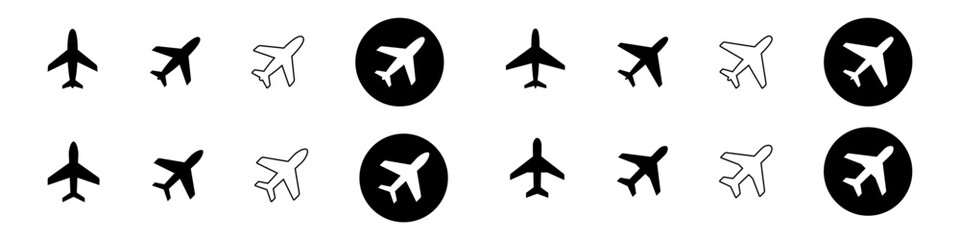 Fototapeta premium Airplane icon set. Aircraft vector sign. Airport arrival departure symbol
