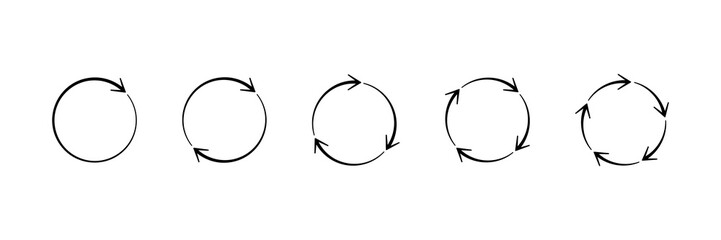 Arrows in circle. Round arrow set. Circular arrows vector sign.