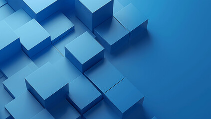 Obraz premium Minimalist blue cube background with a copy space