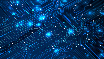 Obraz premium abstract blue background of a blue circuit board
