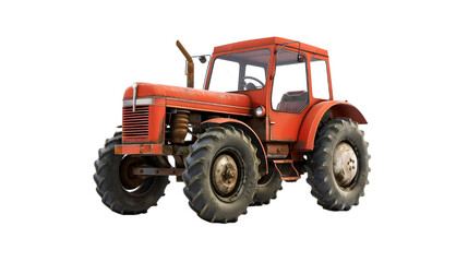 Obraz premium Red Tractor Illustration Isolated on White Background,cutout on transparent backgrounds.