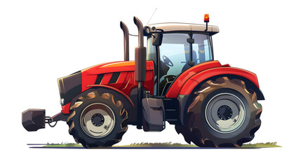 Obraz premium Red Tractor Illustration Isolated on White Background,cutout on transparent backgrounds.