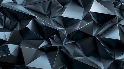 Dark Faceted Surface with Reflective Geometric Patterns for Modern Abstract Art and High-Tech Design Backgrounds