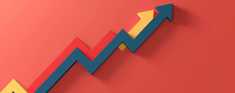 Arrow indicating financial growth flat design side view profit boost animation vivid