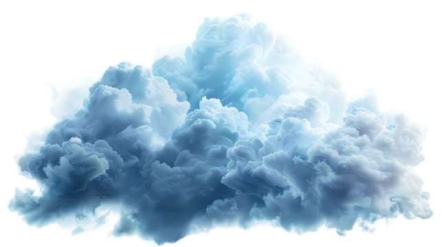 Fluffy Blue Cloud,cutout on transparent backgrounds.