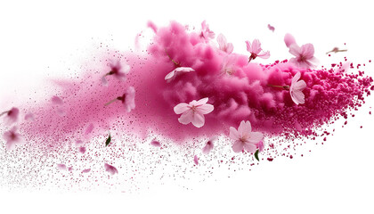 pink dust flyng isolated on transparent