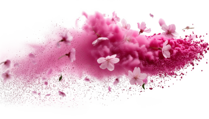 pink dust flyng isolated on transparent