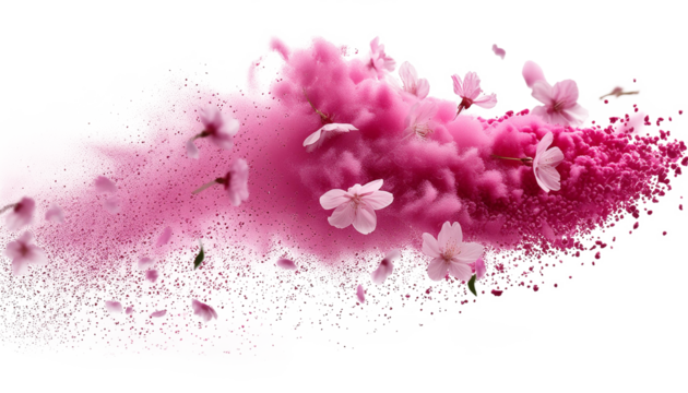 pink dust flyng isolated on transparent