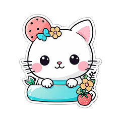 Cute Kawaii Cat Stickers Clipart