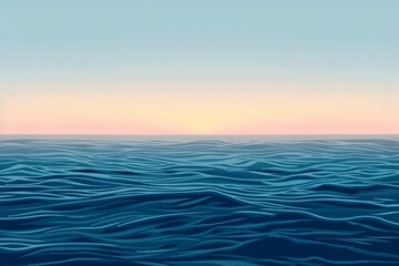 Obraz premium Tranquil and serene digital art illustration of a peaceful ocean sunset with undulating waves. Pastel colors. And a gentle gradient