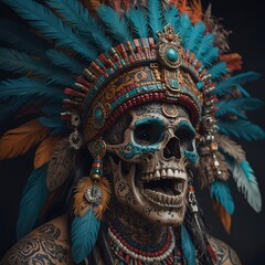 Mictecacihuatl aztec god of death colorful