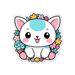 Naklejka premium Cute Kawaii Cat Stickers Clipart