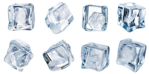 Obraz premium Set of Isolated Ice Cubes on White Background