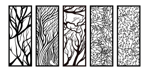 Laser cut leafs panel. room divider screens, paper craft, card background.