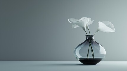 compact modernist flower vase with craggy stratified texture in charcoal grey and chrome futuristic silhouette minimalist pose clean white background in clean studio lighting product photography