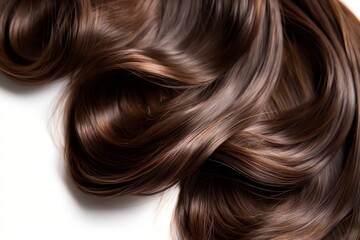 Fototapeta premium A long, curly brown hair with a shiny appearance, perfect for hair salon, hair advertisement