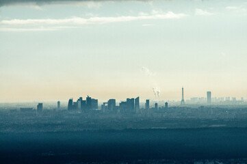 vue aérienne de La Défense vue depuis Poissy 