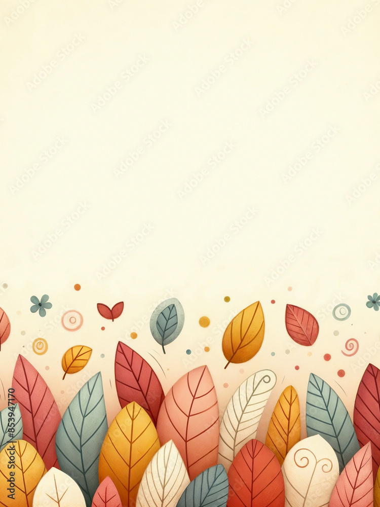 Sticker Autumn background with leaves.AI