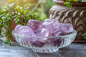 Halbedelsteine mit Dekoration - Kunzit